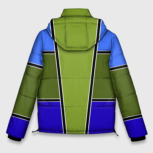 Мужская зимняя куртка Зелено- синий геометрический дизайн / 3D-Светло-серый – фото 2