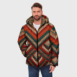 Куртка зимняя мужская Вязаная ткань - текстура, цвет: 3D-красный — фото 2