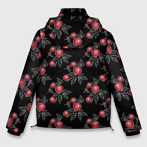 Мужская зимняя куртка Акварельные розы на черном / 3D-Черный – фото 2