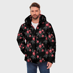 Куртка зимняя мужская Акварельные розы на черном, цвет: 3D-черный — фото 2
