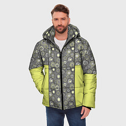 Куртка зимняя мужская Абстрактный узор с неоновыми вставками, цвет: 3D-черный — фото 2