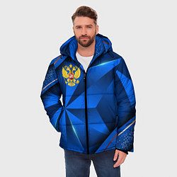 Куртка зимняя мужская Герб РФ на синем объемном фоне, цвет: 3D-светло-серый — фото 2