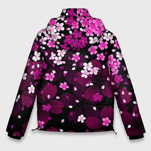 Мужская зимняя куртка Маленькие розовые цветочки / 3D-Черный – фото 2