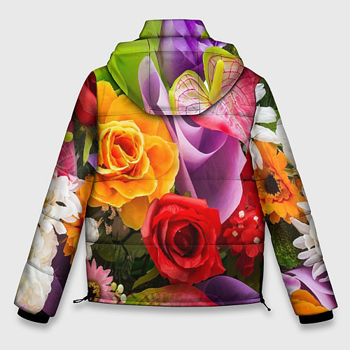 Мужская зимняя куртка Прекрасный цветочный букет / 3D-Светло-серый – фото 2