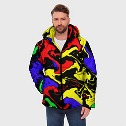Куртка зимняя мужская Яркие абстрактные краски, цвет: 3D-черный — фото 2