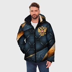 Куртка зимняя мужская Золотой герб России на объемном фоне, цвет: 3D-красный — фото 2