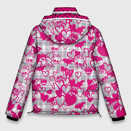 Мужская зимняя куртка Розовые черепа паттерн / 3D-Черный – фото 2