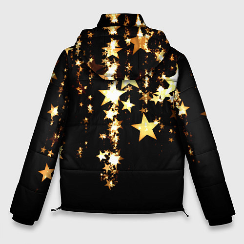 Мужская зимняя куртка Золотые праздничные звезды / 3D-Черный – фото 2