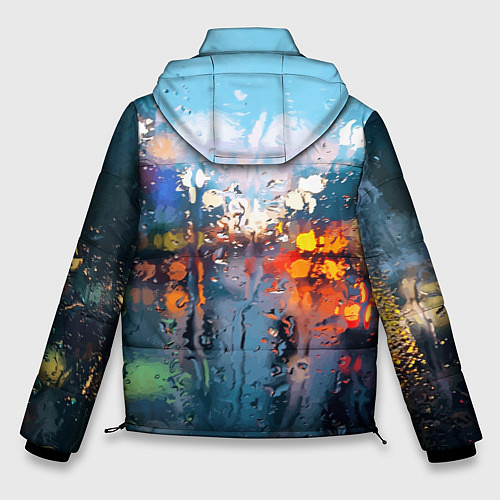 Мужская зимняя куртка Город через дождевое стекло / 3D-Черный – фото 2