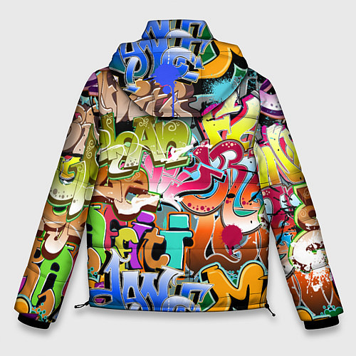 Мужская зимняя куртка Надпись и краска граффити / 3D-Черный – фото 2