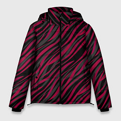 Куртка зимняя мужская Модный полосатый красно- черный узор Зебра, цвет: 3D-черный