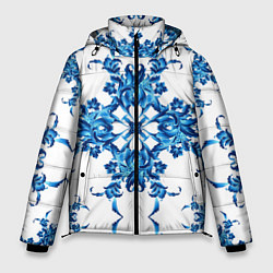 Куртка зимняя мужская Гжель цветы, цвет: 3D-светло-серый