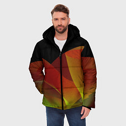 Куртка зимняя мужская Абстрактная ассиметричная оранжевая волна, цвет: 3D-красный — фото 2