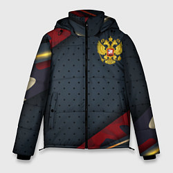 Мужская зимняя куртка Герб России черно-красный камуфляж