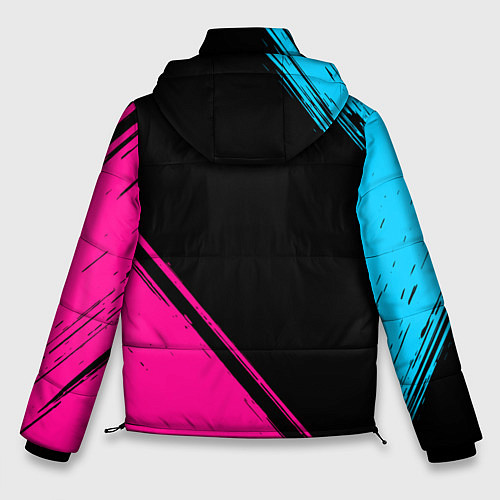 Мужская зимняя куртка Bring Me the Horizon - neon gradient: надпись, сим / 3D-Черный – фото 2