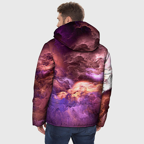 Мужская зимняя куртка Необычное фиолетовое облако / 3D-Светло-серый – фото 4