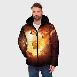 Куртка зимняя мужская Футбольный мяч огонь, цвет: 3D-черный — фото 2