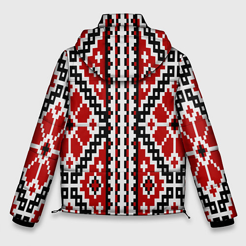 Мужская зимняя куртка Вышивка геометрический узор крест / 3D-Черный – фото 2