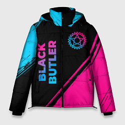 Мужская зимняя куртка Black Butler - neon gradient: надпись, символ