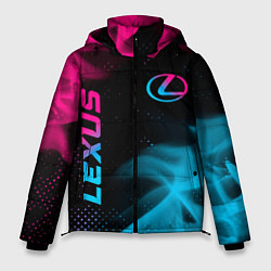 Куртка зимняя мужская Lexus - neon gradient: надпись, символ, цвет: 3D-черный