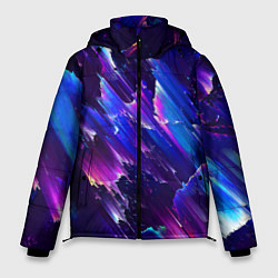 Куртка зимняя мужская Космический неоновый глитч, цвет: 3D-светло-серый