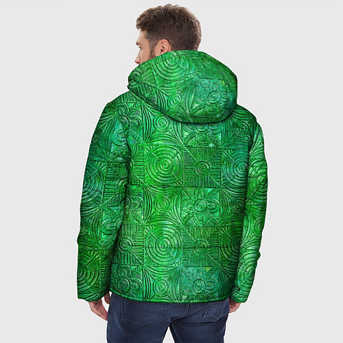 Мужская зимняя куртка Узорчатый зеленый стеклоблок имитация / 3D-Светло-серый – фото 4