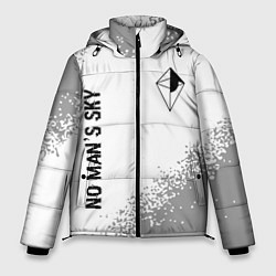 Мужская зимняя куртка No Mans Sky glitch на светлом фоне: надпись, симво