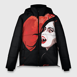 Куртка зимняя мужская Вампирша на фоне красной луны, цвет: 3D-черный