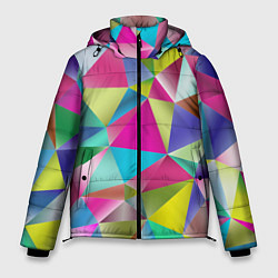 Куртка зимняя мужская Радужные трехмерные треугольники, цвет: 3D-светло-серый