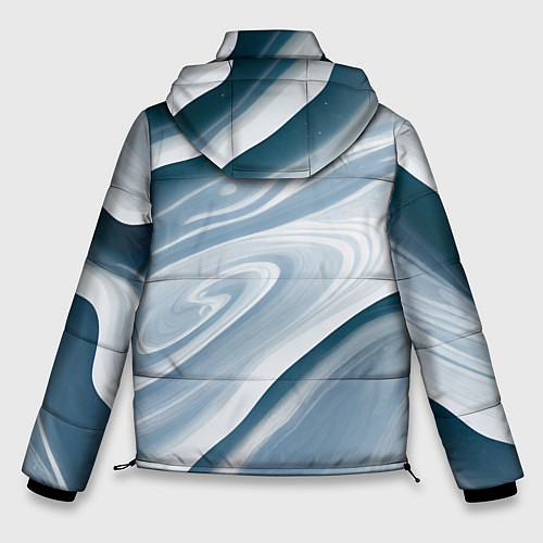 Мужская зимняя куртка Сине-белые разводы краски / 3D-Черный – фото 2
