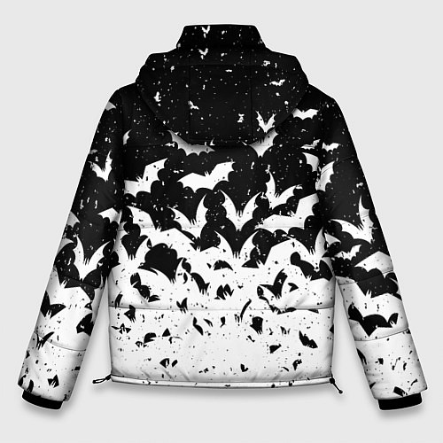 Мужская зимняя куртка Black and white bat pattern / 3D-Черный – фото 2