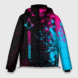 Куртка зимняя мужская Assassins Creed - neon gradient: по-вертикали, цвет: 3D-черный