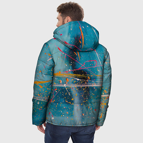 Мужская зимняя куртка Абстрактный голубой фон, тени и краски / 3D-Светло-серый – фото 4