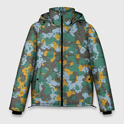 Куртка зимняя мужская Цифровой камуфляж - зелено-голубой, цвет: 3D-светло-серый