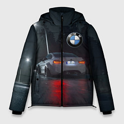 Куртка зимняя мужская Крутая бэха на ночной трассе, цвет: 3D-черный