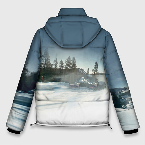 Мужская зимняя куртка Крутая бэха мчится по лесной дороге / 3D-Черный – фото 2