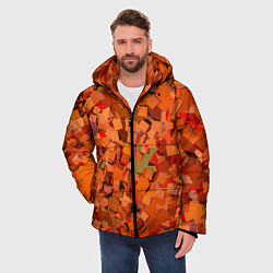 Куртка зимняя мужская Оранжевые кубы в абстракции, цвет: 3D-красный — фото 2