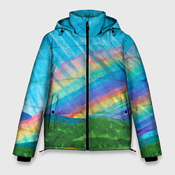 Куртка зимняя мужская Летний дождь радуга, цвет: 3D-красный