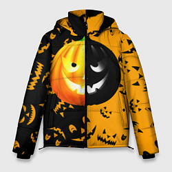 Куртка зимняя мужская Тыква на Хэллоуин, цвет: 3D-черный
