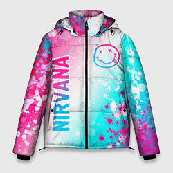Куртка зимняя мужская Nirvana neon gradient style: надпись, символ, цвет: 3D-черный