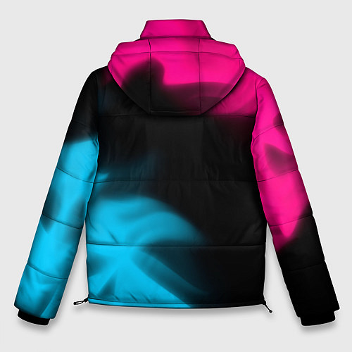 Мужская зимняя куртка Honda - neon gradient: надпись, символ / 3D-Черный – фото 2