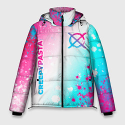 Мужская зимняя куртка CreepyPasta neon gradient style: надпись, символ