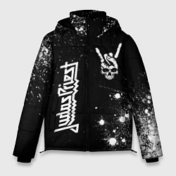 Мужская зимняя куртка Judas Priest и рок символ на темном фоне