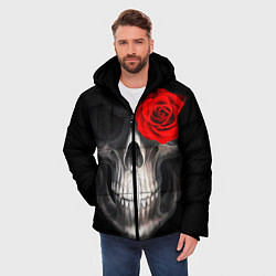 Куртка зимняя мужская Роза на черепе, цвет: 3D-черный — фото 2