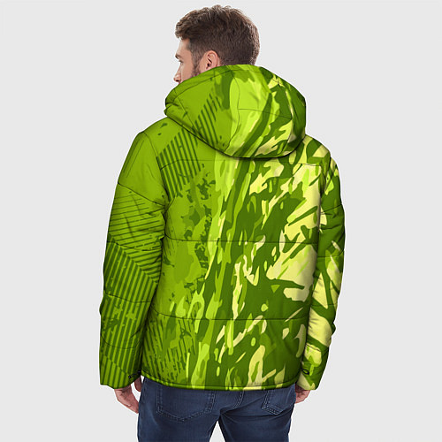 Мужская зимняя куртка Зеленый абстрактный камуфляж / 3D-Светло-серый – фото 4