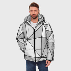 Куртка зимняя мужская Геометрические линии на сером фоне, цвет: 3D-светло-серый — фото 2