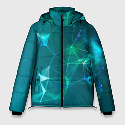 Куртка зимняя мужская Геометрическая конструкция на бирюзовом фоне, цвет: 3D-светло-серый