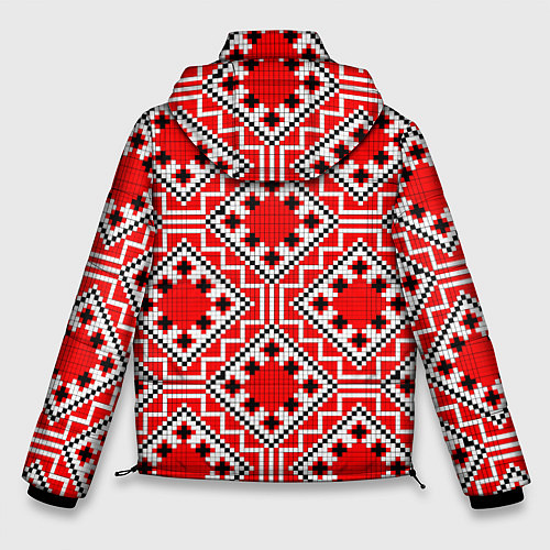 Мужская зимняя куртка Белорусская вышивка - орнамент / 3D-Черный – фото 2