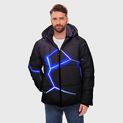 Куртка зимняя мужская Неоновый разлом плит, цвет: 3D-светло-серый — фото 2
