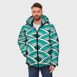 Куртка зимняя мужская Зелёный окружные паттерны, цвет: 3D-светло-серый — фото 2